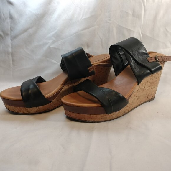 Corso Como Two-Tone Black and Brown Leather Cork Wedges 9.5 - Worn Once! - Picture 9 of 11